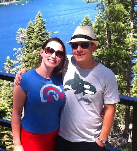me and Danielle in tahoe, penguin/orca